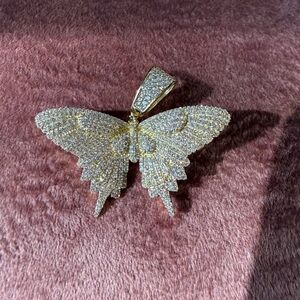 Elegant Gold and Silver Butterfly Pendant